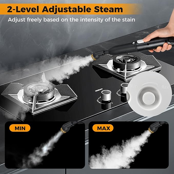 COSTWAY 1500W Portable Steam Cleaner Household Steamer with 34 oz/1 L Water Tank Multipurpose Pressurized Steam Cleaning Machine for Car Upholstery Kitchen Bathroom Grout &amp Tile White
