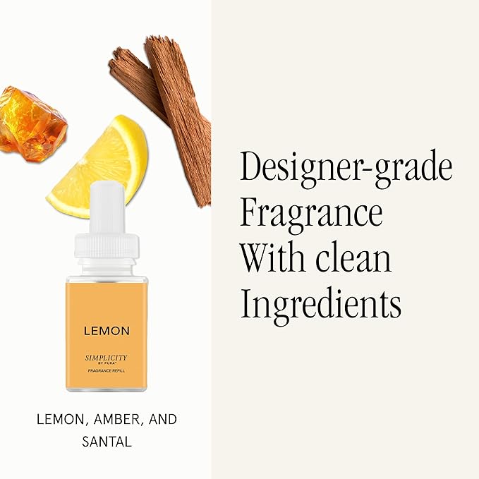 Pura Mini Smart Fragrance Diffuser for Small Spaces Adjustable Smart Home Device with LED Light &amp Automatic Vial Detection - Includes 1 Scent Refill Lemon