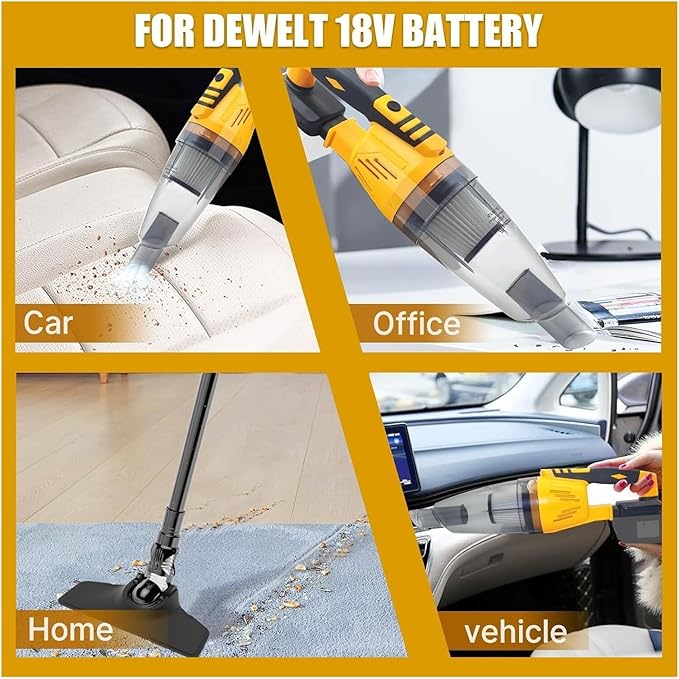 Cordless Vacuum CleanerCompatible For DeWALT 20v/18v Battery 2 In 1 Lightweight Stick Vacuum With 2 Mode Powerful Suction