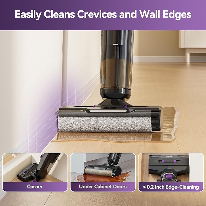 Redroad Wet Dry Vacuum Cleaner 16000Pa50Mins Runtime Cleaning Area 3013 ft²Cordless Vacuum Cleaner Cordless Vacuum and Mop All in Onefor Hard Floors Sticky Messes and Pet HairW15 Set