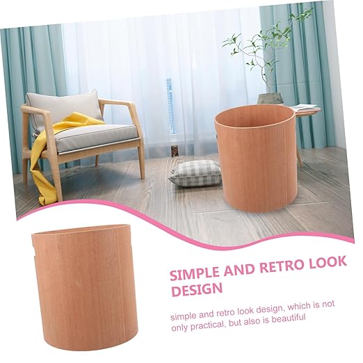 PRETYZOOM Wooden Trash Can Portable Garbage Bin for Home Office Japanese Minimalist Design Stylish Desk Wastebasket Removable Easy to Room Bedroom and More