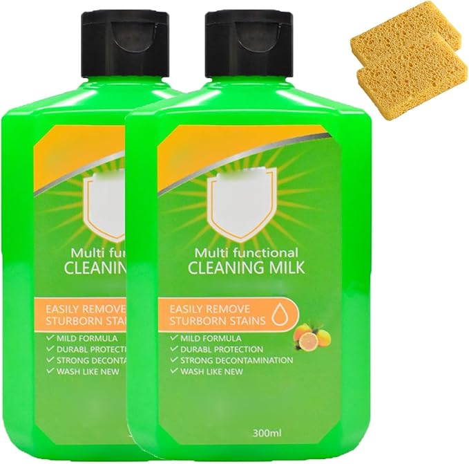 Multi-Purpose Cleaning Milk Powerful Cleaning Milk House Cleaner Powerful Multifunctional Concentrated Cleansing Lotion for Household Kitchen and Bathroom 300ml (2pcs)