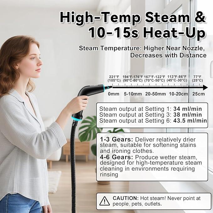 Steam Cleaner 2500W Portable Handheld Steamer for Cleaning Large Capacity Tank Pressurized Steam Cleaning Machine for Home Car Bathroom Kitchen Furniture Grout Floor Tile