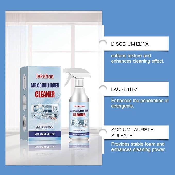 Air Conditioner Cleaner Delicate Foam Spray 120ml/4oz Professional AC Window Coil Cleaner for Hanging Vertical ACFans
