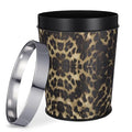 Bathroom Trash Can Recycling Bin Leopard Print Round Waste Basket Office Garbage Can Stainless Steel Trash Container 5L