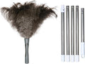 Gray Ostrich Feather Duster with 71Inch PoleExtendable Microfiber Duster for Home Cleaning
