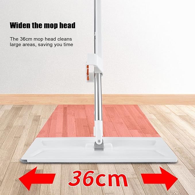 Floor Scrubber Mop - 126*36*11cm/49.61*14.17*4.33 Inches Tile Floor Scrubber Mop Self-Cleaning Bucket System Microfiber Flat Mops with Stainless Steel Handle | Wet Dry Dust Mopp for Convenient Pract