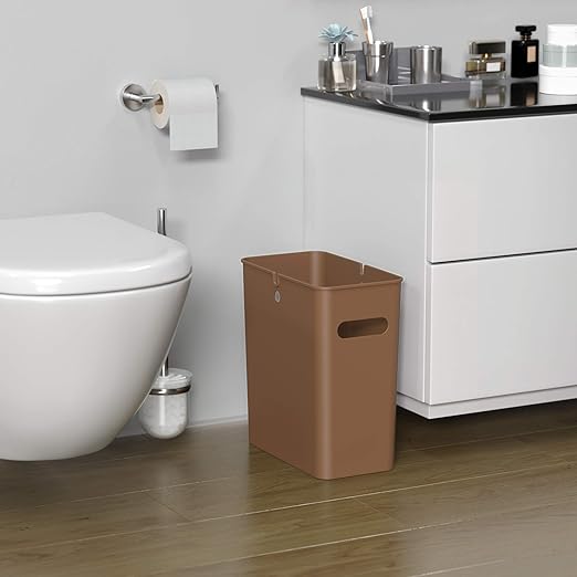 iTouchless SlimGiant 4.2 Gallon Toffee Brown Plastic Trash Can with Handles 6-Pk 16 Liter Capacity Space-Saving Design Ideal for Bathroom Office Bedroom Under Sink Storage