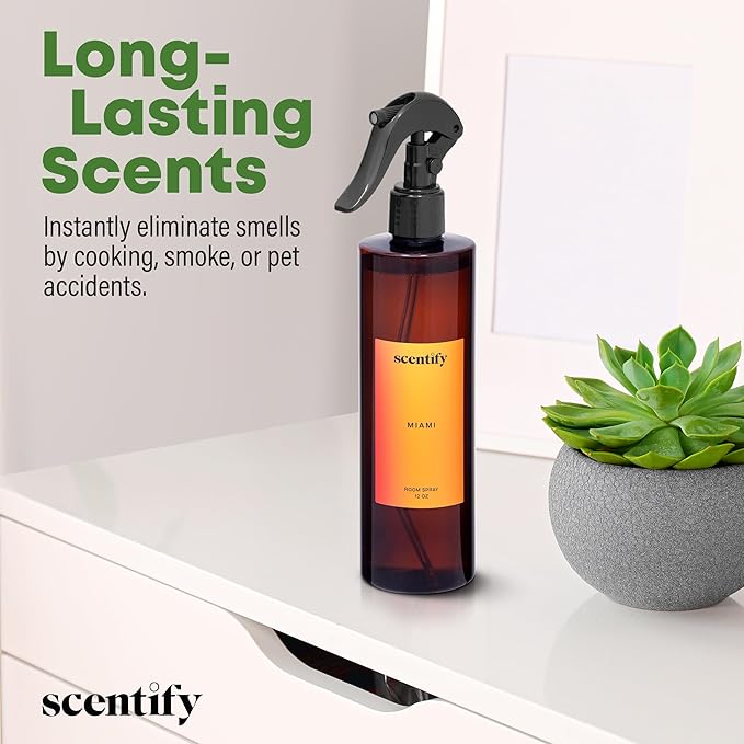 Scentify Miami Odor Neutralizing Room Spray – Luxury Cashmere Floral &amp Musky Wood Fragrance Instant Odor Eliminator for Home Office &amp Car – 12 oz