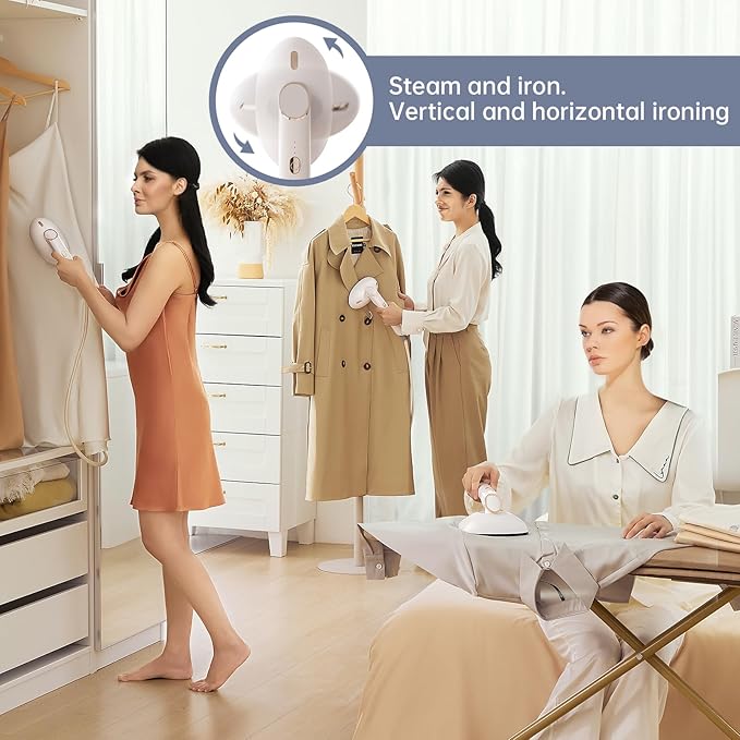 Steamer for Clothes 1500W Large Soleplate Clothes Steamer Iron Detachable 400ml Water Tank Garment Steamer Professional Steam Iron 20s Rapid Heat Up Fabric Wrinkles Remover and Auto-Off