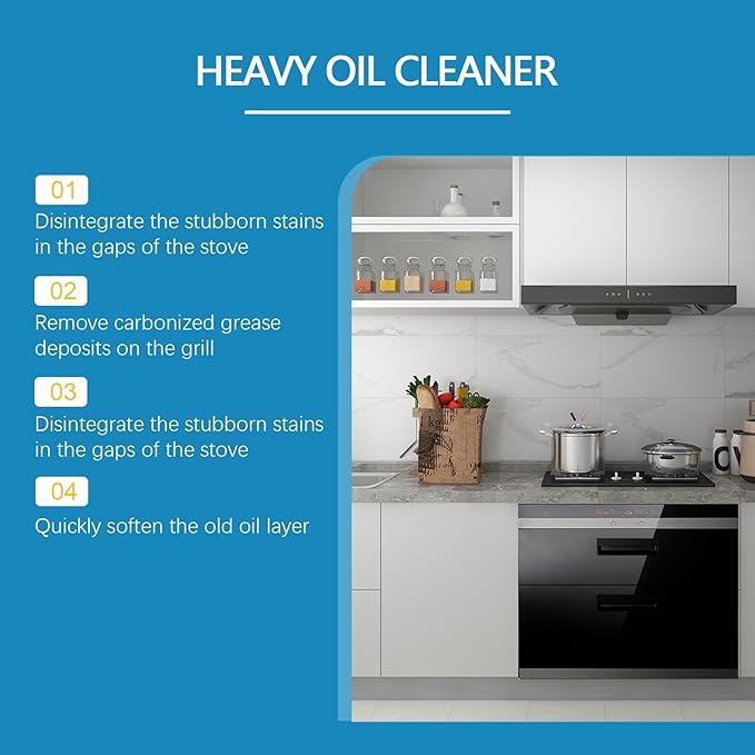 Heavy Duty Foam Cleaner For Grease &amp Grime - Kitchen Range Hood Stove Cleaner - Dissolves Stubborn Oil Stains(3PCS)