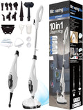 11-in-1 Steam Mop 1550W Powerful Handheld Steam Cleaner 260°F Multi-Functional Floor Steamer with 21.3FT Cord for Floors Hardwood Tiles Grout Windows Kitchen Bath Adjustable (White)
