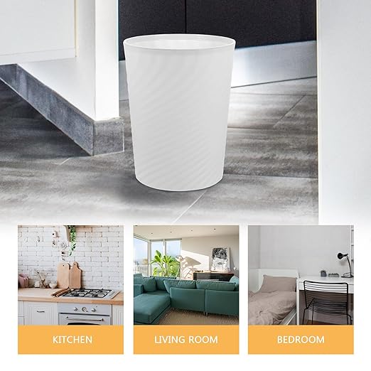 Plastic Garbage Can and Wastebasket 8L White PP Threadless Trash Bin for Home Kitchen Office 2pcs Simple Style Plastic Waste Container for Bathroom Bedroom Storage