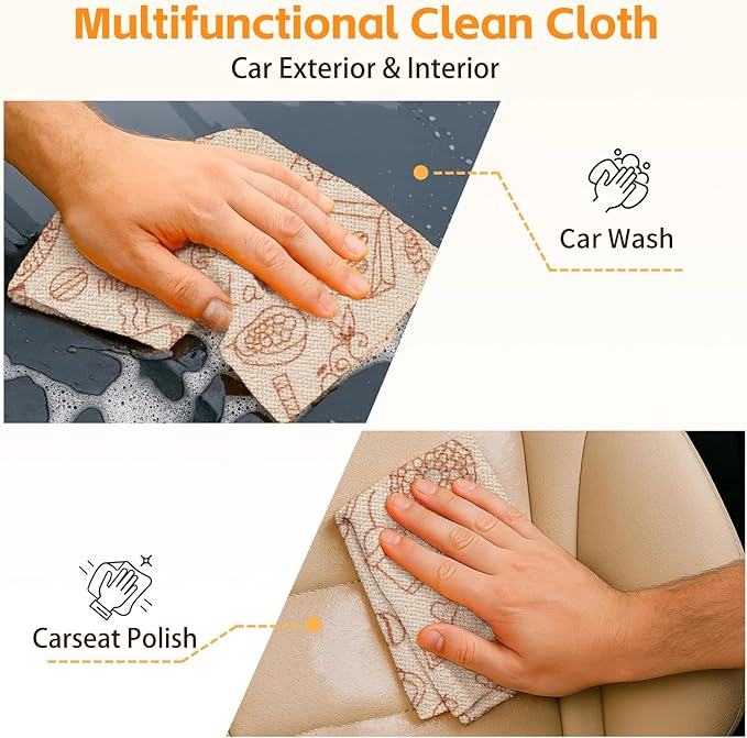 Microfiber Cleaning Cloth Roll 50-Count Reusable Durable Absorbent Lint-Free Non-Scratch Towels Dish Rags for Kitchen &amp Home Studio Multi-Purpose Food Pattern 12x12 in