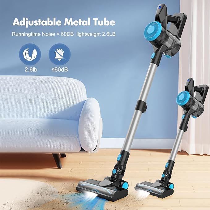 HAUSMEISTER VoltVac Go Cordless Vacuum Cleaner for Home Pet Hair 30000PA for Carpets Hard Floors 50Min Portable Handheld Rechargeable Vacuum 2 HEPA Filters Lightweight