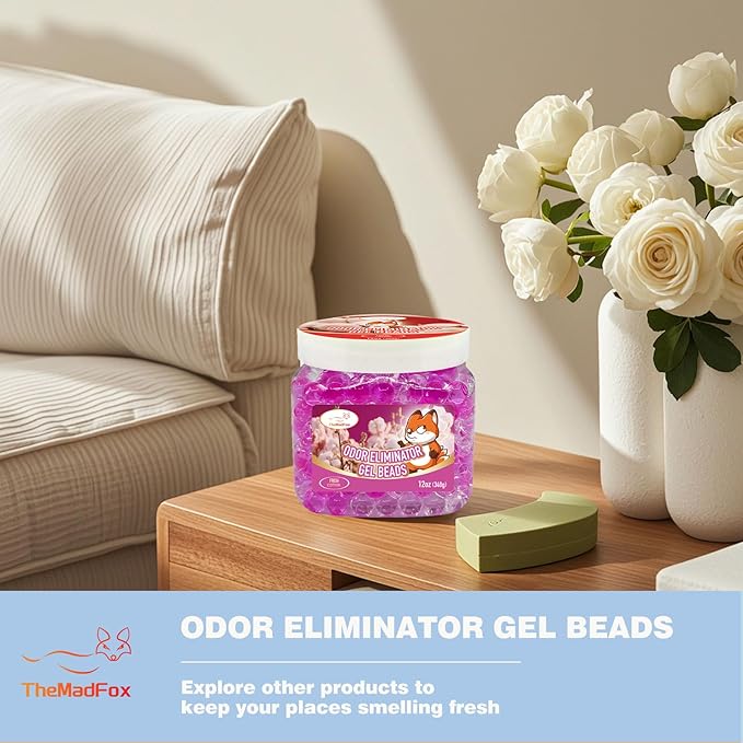 Odor Eliminator Gel Beads 12 oz 6 Pack Air Freshener Beads for Home &amp Car Pet Neutralizes Odors for Bathroom Closet Pet Area &amp RVs Long-Lasting Natural Fresh Cotton