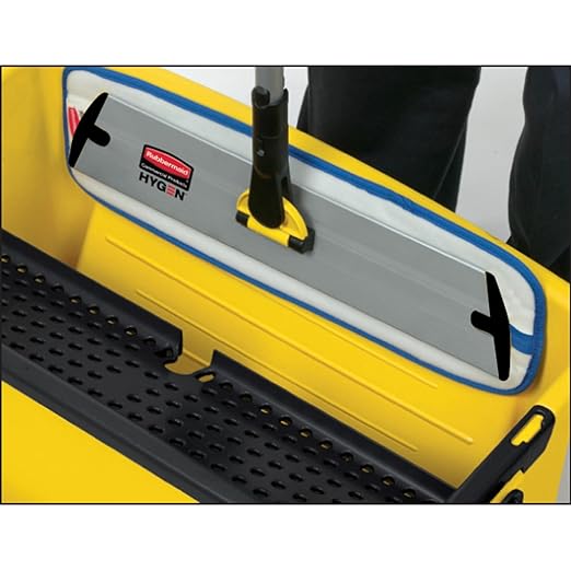 Rubbermaid Commercial Products HYGEN Microfiber Mop Bucket with Press Wringer 26 Yellow for Janitorial/Professional Cleaners and Heavy-Duty Industrial Mopping/Wringing/Cleaning