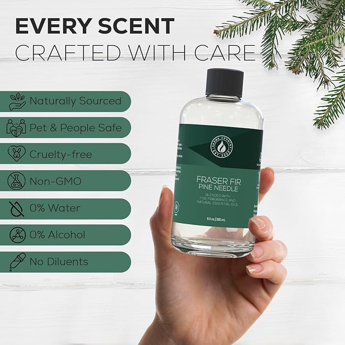 Aroma Country Fraser Fir Christmas Tree Diffuser Oil - Luxury Essential Oils for Diffuser Refill &amp Air Freshener Room Spray - Natural Home Fragrance Pine Needle Scented Oil for Diffusers (8.5 Fl.