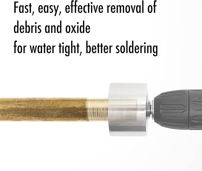 1 Full-Metal Copper Pipe Cleaner Tube Cleaning Brush for Drill with Replaceable Brushes for Professional Plumbers and Industrial Purposes