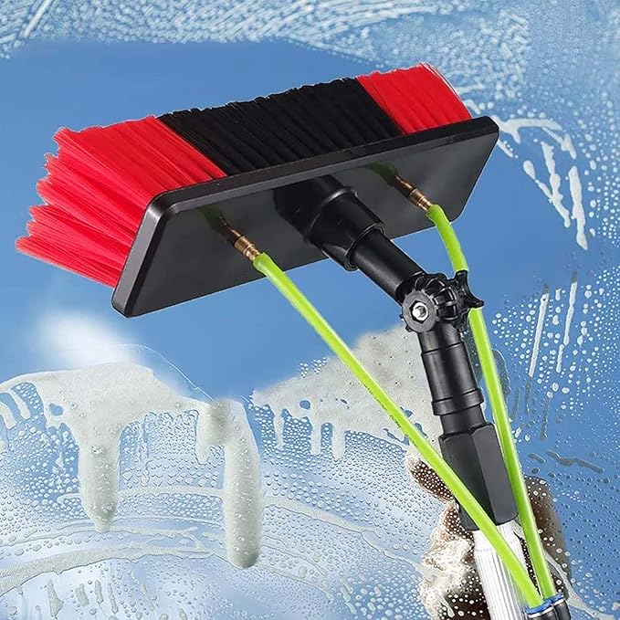 Glass Cleaning Brush Home Water Fed Telescopic Pole Kit Solar Panel Brush Rotating for Photovoltaic PanelSolar Panel Cleaner Water Fed Pole Kit 30Ft Telescopic Window Cleaning Pole with Bru