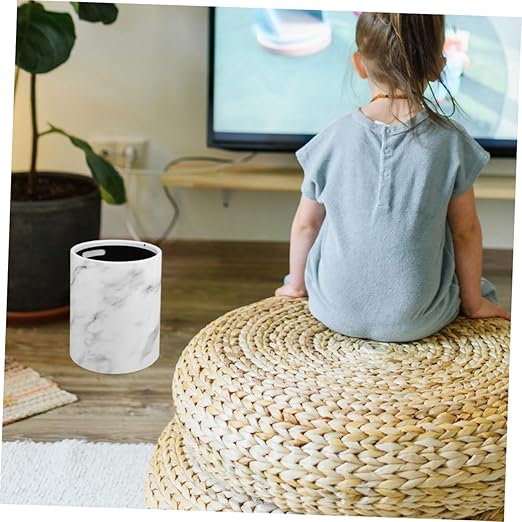 Alipis Trash Bin Marble Pattern Plastic Wastebasket Capacity for Bedroom Kitchen Living Decorative Design with Opening for Easy Use Stylish and Practical