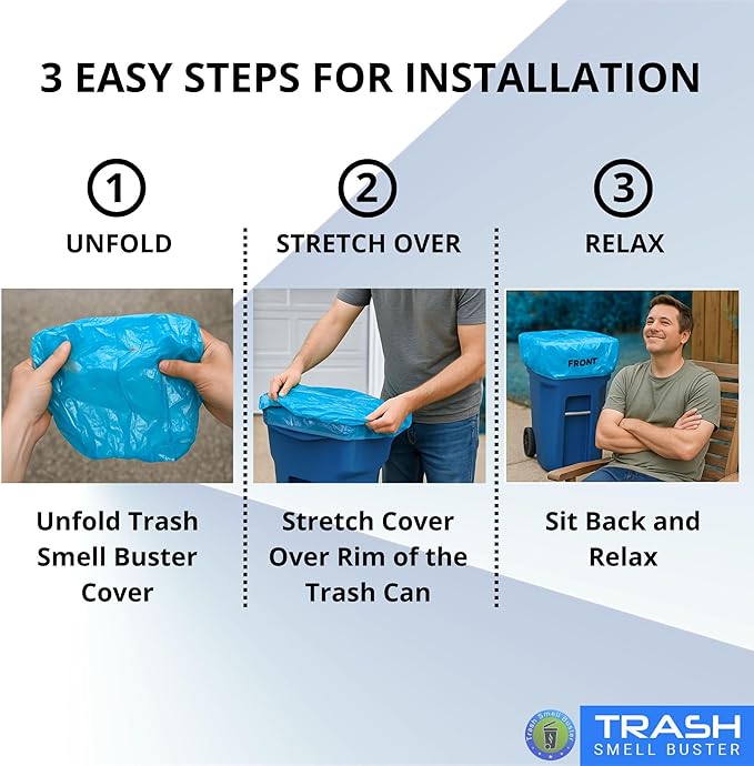 Trash Can Smell Eliminator Cover Odor Eliminating Bag Lemon Scented Durable Chemical Free 95 Gallon 3 Pack