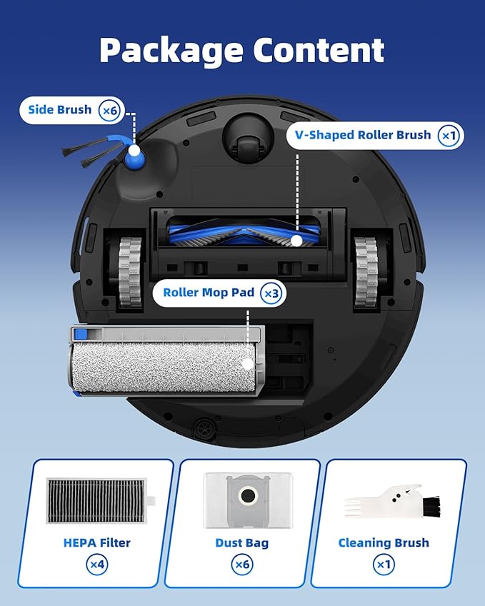 T80 Omni Replacement Parts Compatible with ECOVACS DEEBOT T80 OMNI/Yeedi M14 Plus Robot Vacuum - 21 Pcs T80 Omni Accessories Kit:1 Main Brush 3 Roller Mops 4 Filters 6 Dust Bags(No for T80S OMNI)