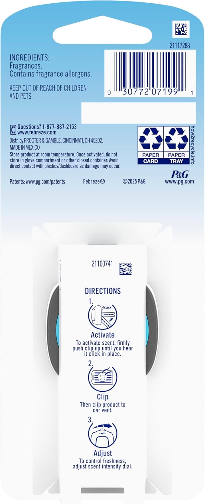 Febreze AUTO Air Freshener Odor-Fighting Automotive Vent Clip Noir Scent 8 Count