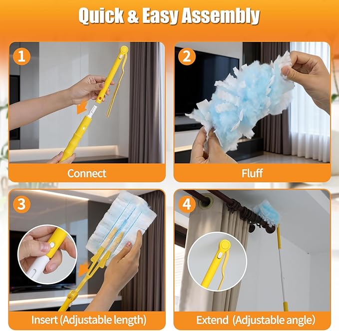 80 Count Duster Refills Compatible with Swiffer Duster 180° Disposable Multi-Surface Microfiber Cleaning Dusters Unscented