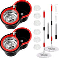 Spin Mop and Bucket with Wringer Set360° Spin Mop and Bucket System with 3 Replaceable Microfiber Mop 61 Handle Household Cleaning Tools for Wet and DrySet of 2