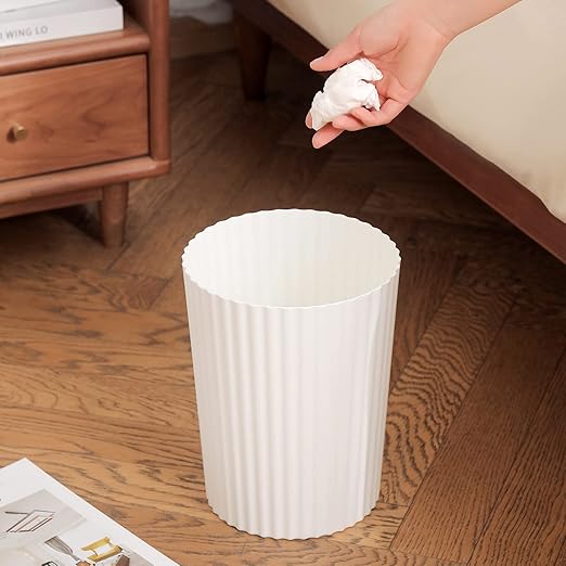 JiatuA Small Trash Can Plastic Wastebasket Garbage Container Bin for Bathroom Kitchen Under Sink Bedroom Home Office College Dorm Pink &amp White