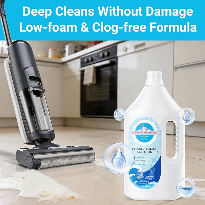 Floor Cleaner Compatible with Tineco Cleaning Solution Suitable with All Robotic Vacuum Mop and Cordless Wet/Dry Vacuum Mop Cleaner Multi-Surface Deodorizing &amp Cleaning Solution (2.5 L Ocean)