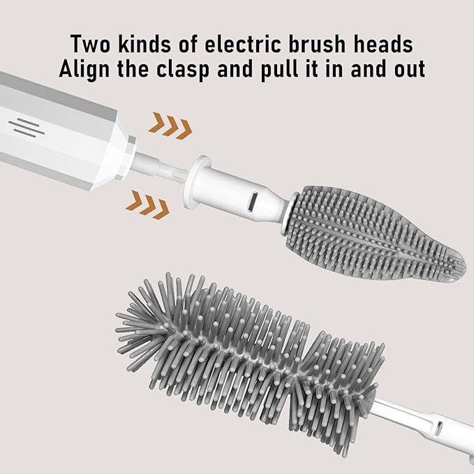 Electric Bottle Brush Set 3 Adjustable Speed Bottle Brushes for with Long Handle IPX7 Water Rechargeable Portable Electric Cleaner for Home Travel