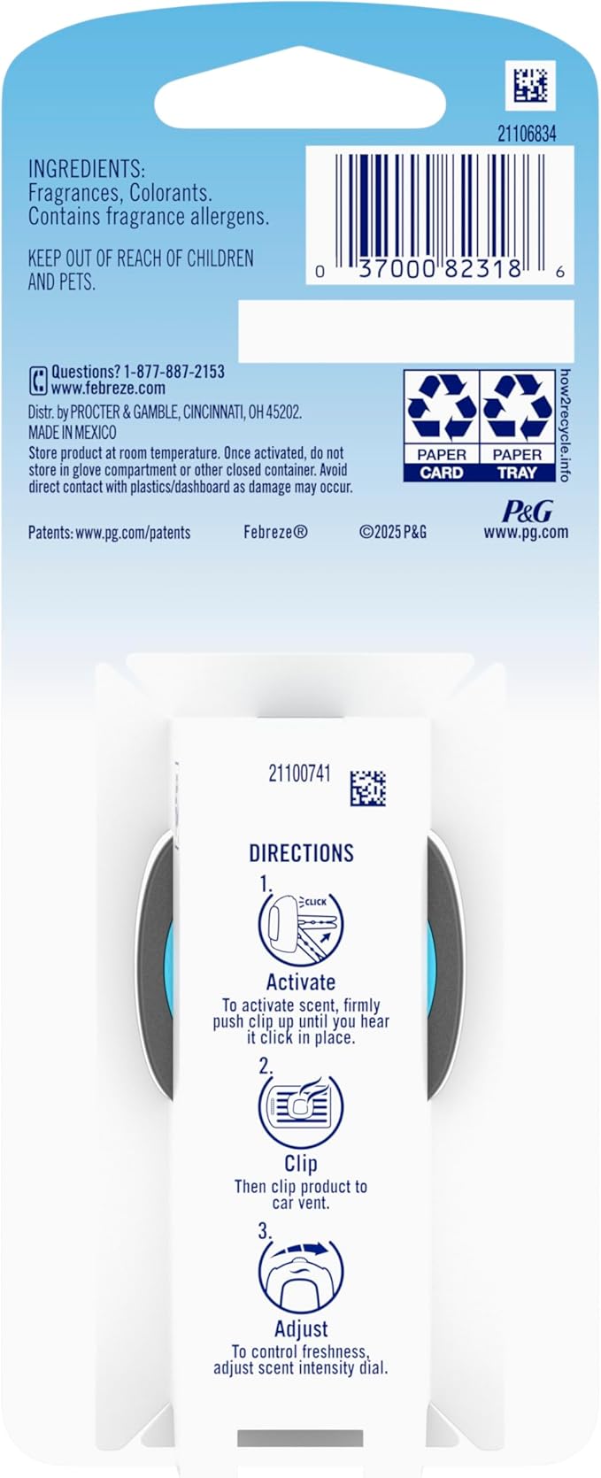 Febreze AUTO Air Freshener Odor-Fighting Automotive Vent Clip Midnight Storm Scent 8 Count