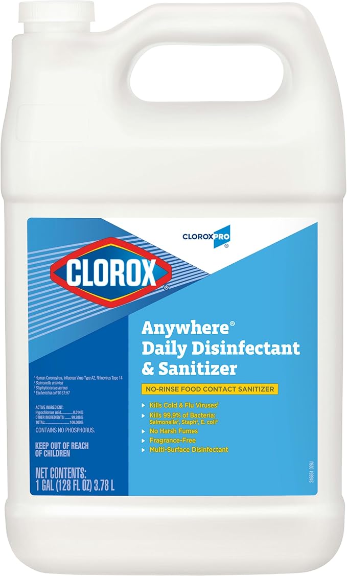 CloroxPro Anywhere Daily Disinfectant and Sanitizer No-Rinse Food Contact Sanitizer Refill 128 Fluid Ounces