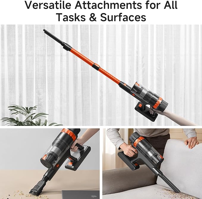 Whirlhaven Cordless Vacuum Cleaner 560W/48KPa/70Mins Vacuum Cleaners for HomeSelf-Standing Stick Vacuum with Smart Touch ScreenRechargeable Lightweight Vacuum for Pet HairCarpets Hard Floors