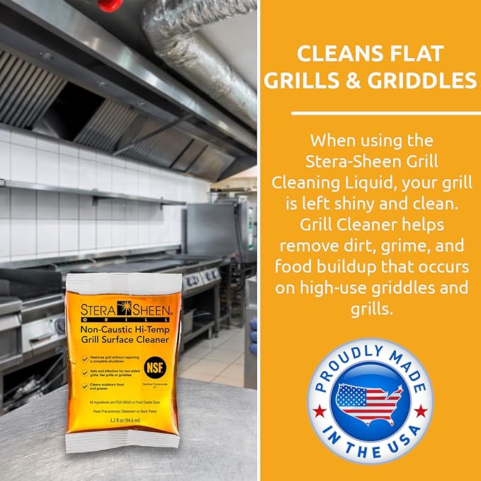 Stera-Sheen Griddle Cleaner - Food Safe Non-Caustic Formula - Commercial Flat Top Grill &amp Griddle Cleaner - Remove Tough Grease &amp Grime - Rust Remover for Outdoor Grill - 40 Quick Packets 3.