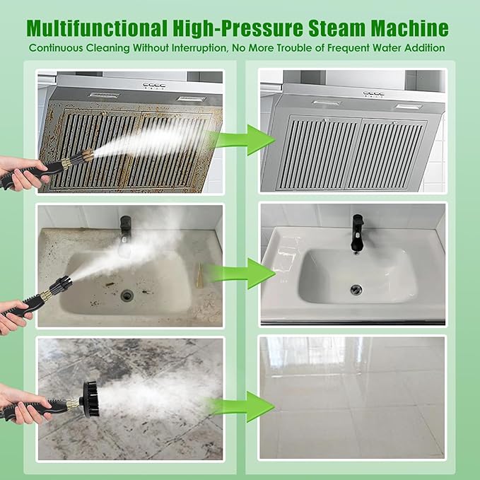 2500W Steam Cleaner for Home &amp Car 15s Heat-Up Handheld Steamer for Cleaning 1.2L Portable High Steam Cleaners 6-Level Steam Control with 14 pcs Accessories Kit for Car Floors Couches Grout