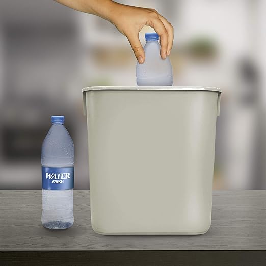 Acrimet Wastebasket Deskside Bin 3.25 Gallon/13 Quart/ 12 Liter (Plastic) (Light Gray Color) (Set of 4)