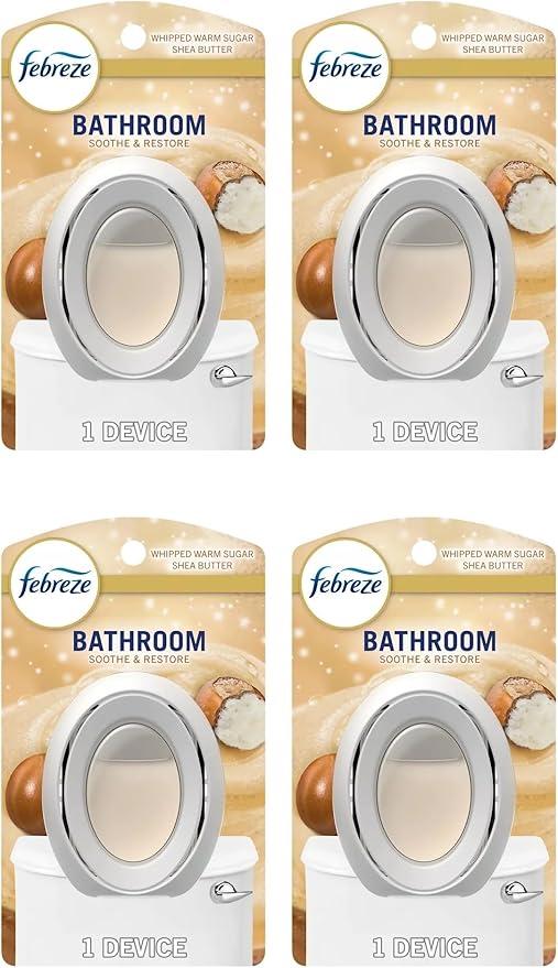 Febrezee Small Spaces Plug in Air Freshener Alternative for Home Odor Eliminator for Strong Odor 4 Count (Pack of 1) (Sooth &amp Restore)