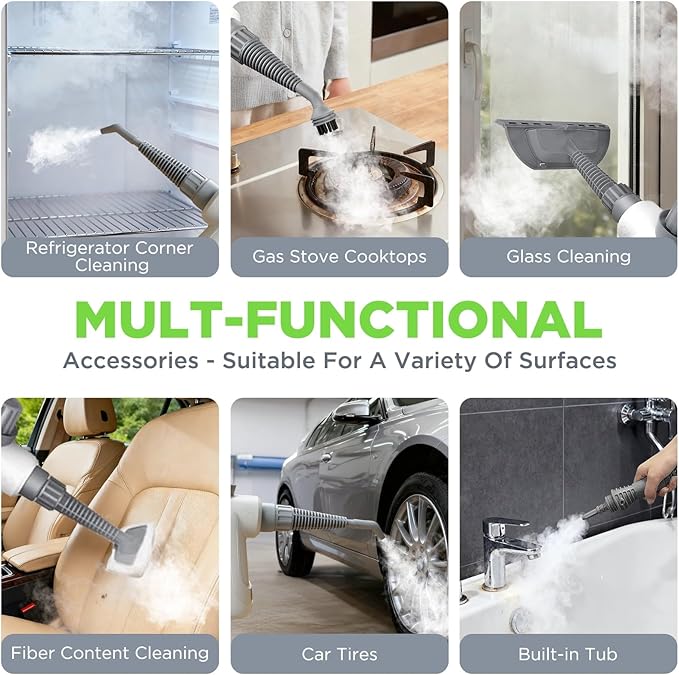 Handheld Steam Cleaner 230°F High-Temperature Steam Cleaner for All Surfaces With 12pcs Accessories for Cleaning Home Car and Grout