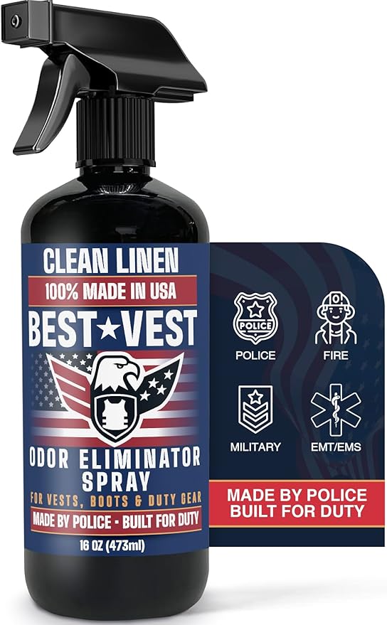 Odor Eliminator Spray for Tactical Gear &amp Body Armor – Clean Linen 16 oz (2-Pack) Made in USA – Gift for Police &amp First Responders