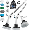 Electric Spin Scrubber 8 in 1 Electric Cleaning Brush Cordless Rechargeable Scrub Brush with 8 Replaceable Brush Heads Adjustable Length and Angle Power Scrubber for Bathroom Tile Bathtub Glass