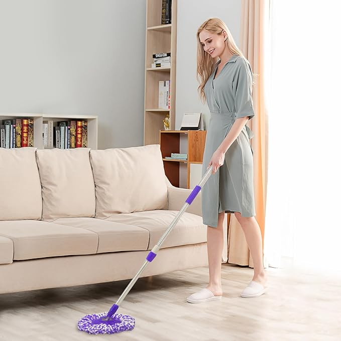 Spin Mop Replacement Handle 360 Degree Spin Mop Pole Handle Replacement Rotating Telescopic Stick for Mop Head Ideal for Home and Household Cleaning