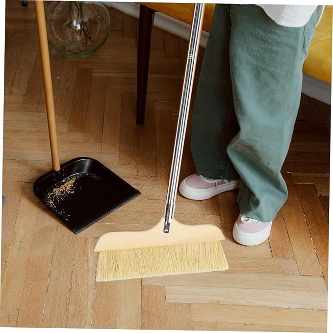 Bristle Broom Handle Soft Bristles for Floor Cleaning for Use Construction for Carpets and Hardwood Floors