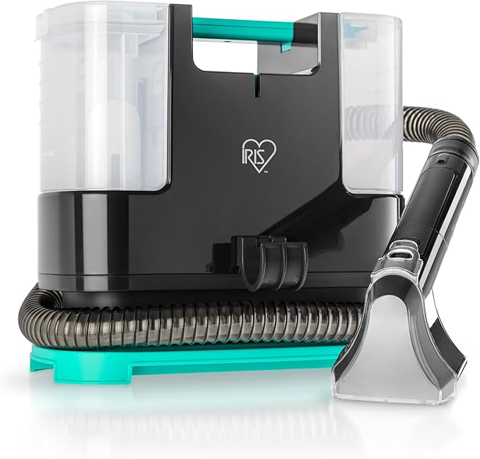 IRIS USA Carpet Spot Cleaner Machine 110V with Auto Spray for Low Pile Carpet Couch Sofa Upholstery Car Detailing Shallow Berber Rug Lightweight Portable Chemical-Free Stain Remover 1000mL Tank