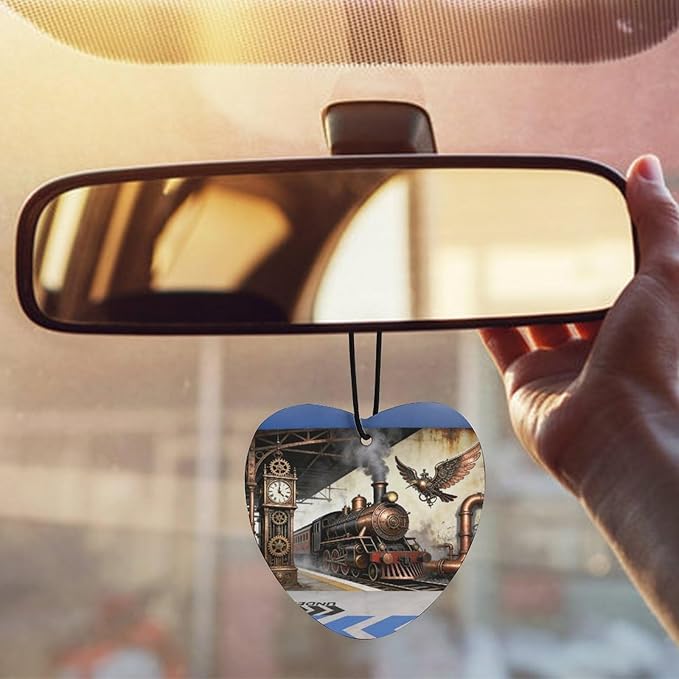 5PCS Car Air Freshener Hanging Personalized Double Sided Steampunk Express Car Fresheners Long Lasting New Cars Scents Cute Automotive Freshies for Closets Drawers (tea)