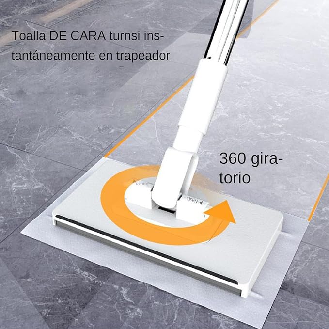 Genérico Dust Mop – Cleaning Tool with 360 Degree Rotating Head | Flat Floor Mop with 2 Reusable Pads for Tile and Laminate Floors in Home Bedroom Kitchen