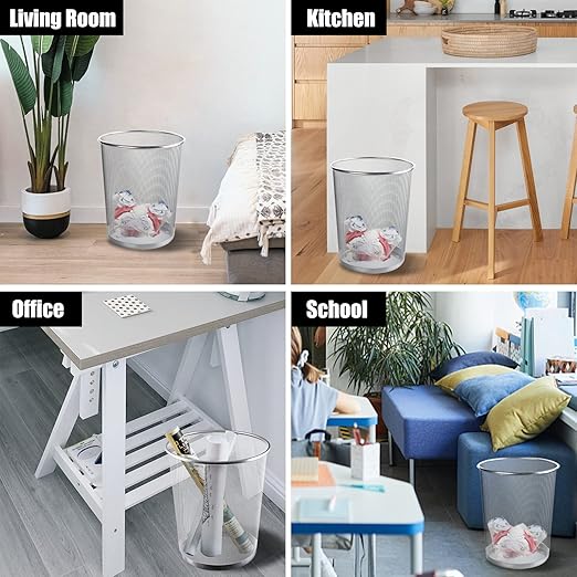 Silver Mesh Trash Cans 4 Gallon 10Pack Metal Wire Wastebaskets Waste Basket Trash Can Silver Mesh Trash Can for Office Recycling Garbage Container Bin for Office Home Bedroom
