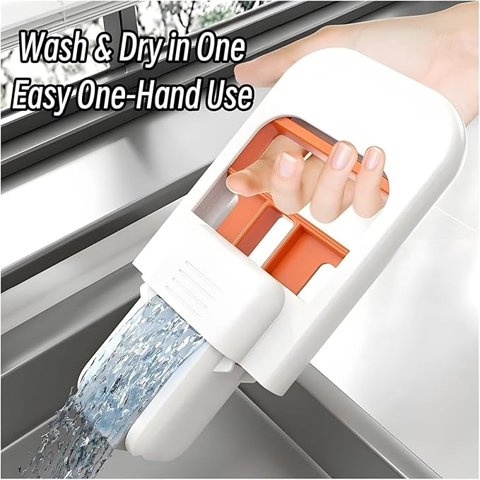 Mini Foldable Desktop MopPortable Self-Squeeze Short MopWet and Dry Use Cleaning Systemfor Bathroom Kitchen Desktop Glass Living Room Car(3 Pcs with 6pcs Heads)